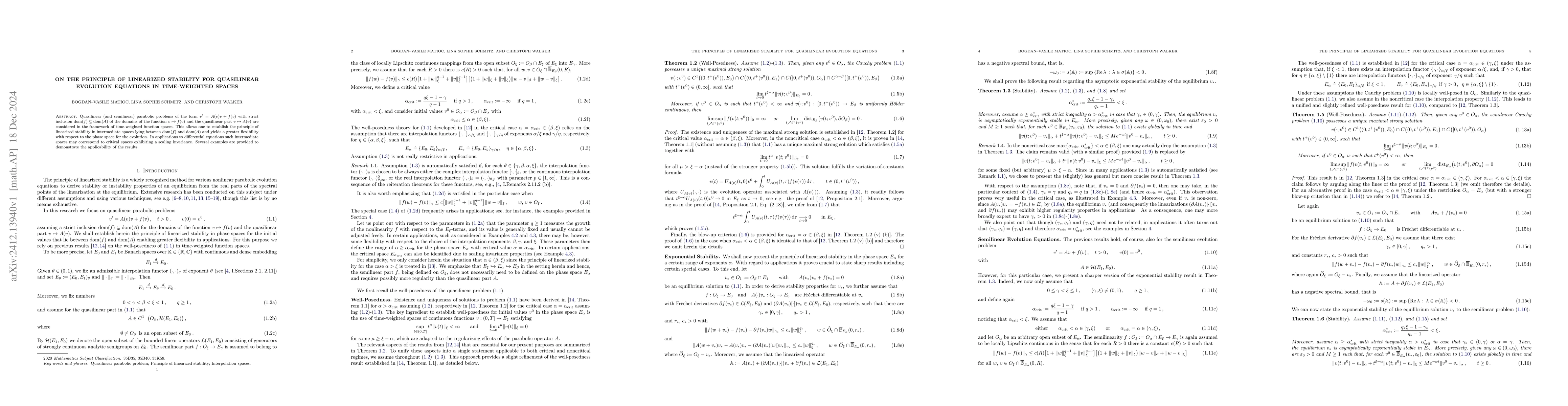 Thumbnail for On the principle of linearized stability for quasilinear evolution
  equations in time-weighted spaces