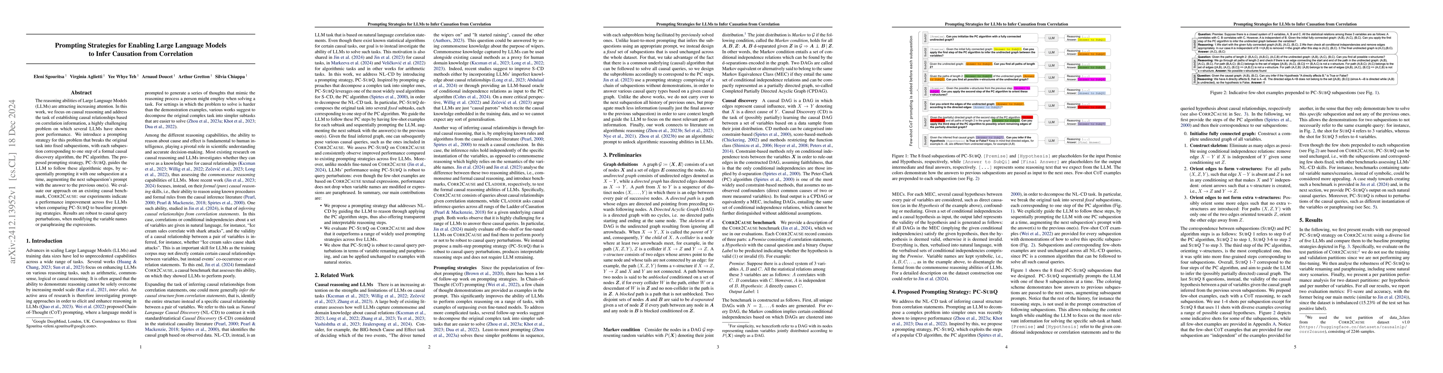 Thumbnail for Prompting Strategies for Enabling Large Language Models to Infer
  Causation from Correlation