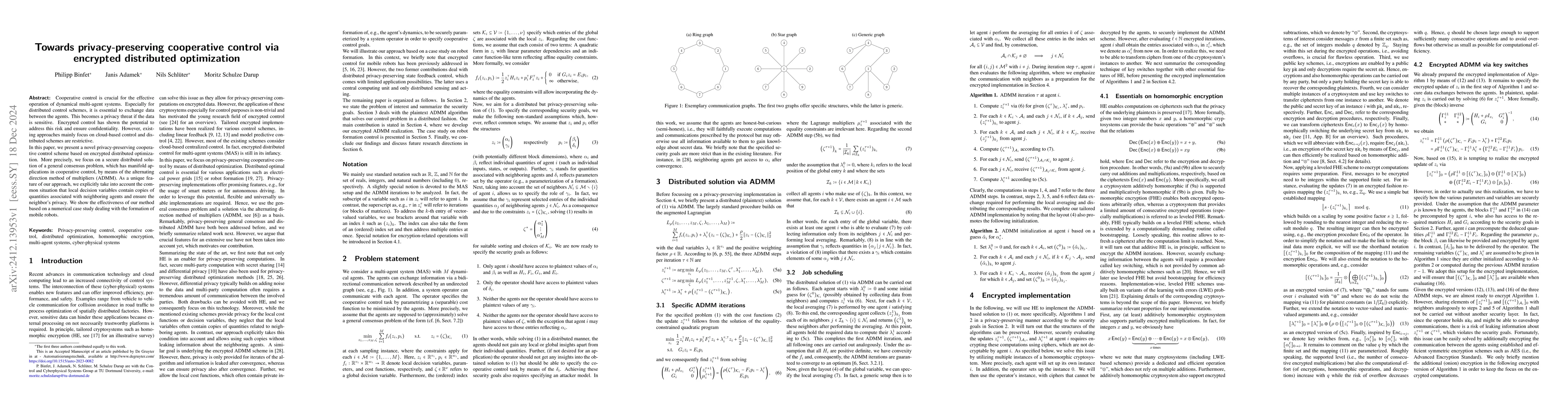 Thumbnail for Towards privacy-preserving cooperative control via encrypted distributed
  optimization