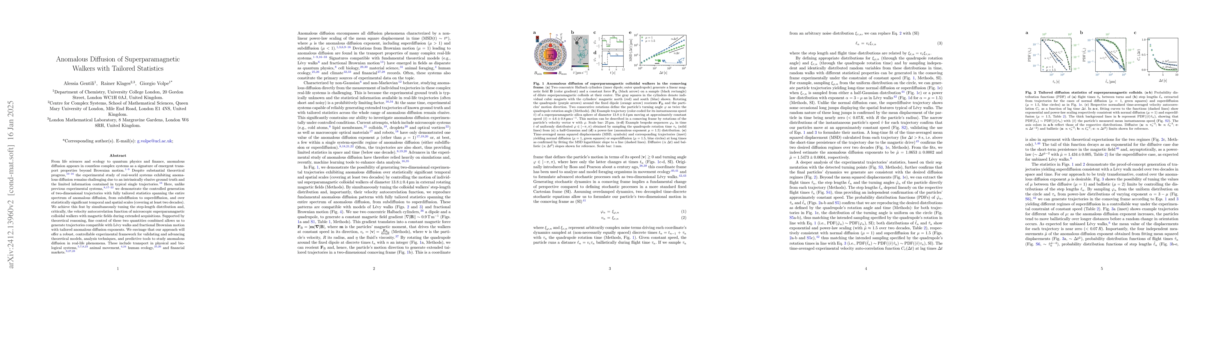 Thumbnail for Anomalous Diffusion of Superparamagnetic Walkers with Tailored
  Statistics