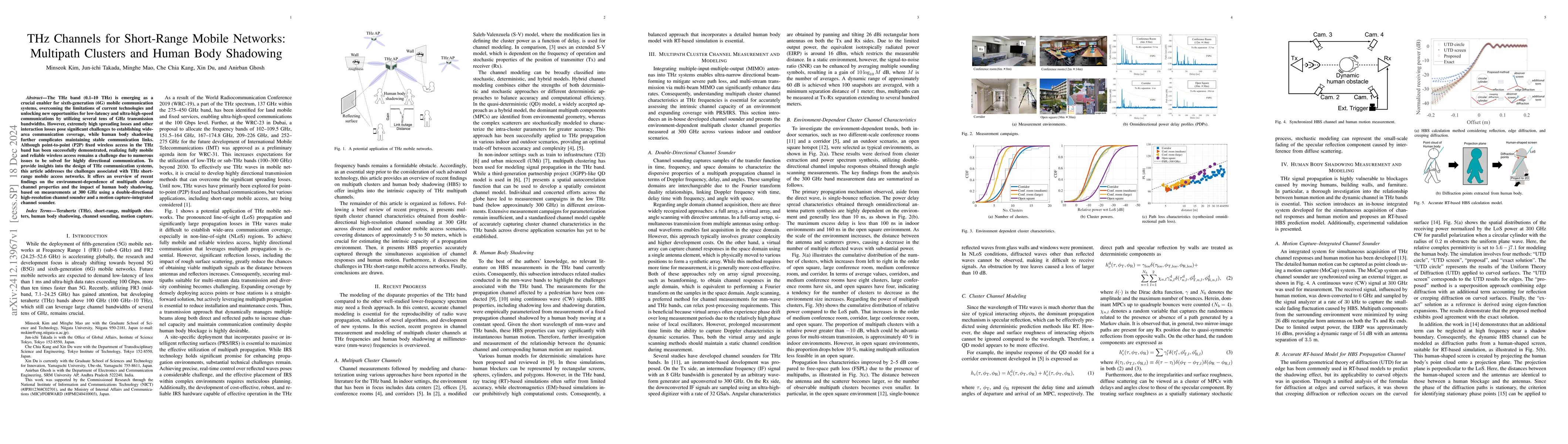 Thumbnail for THz Channels for Short-Range Mobile Networks: Multipath Clusters and
  Human Body Shadowing