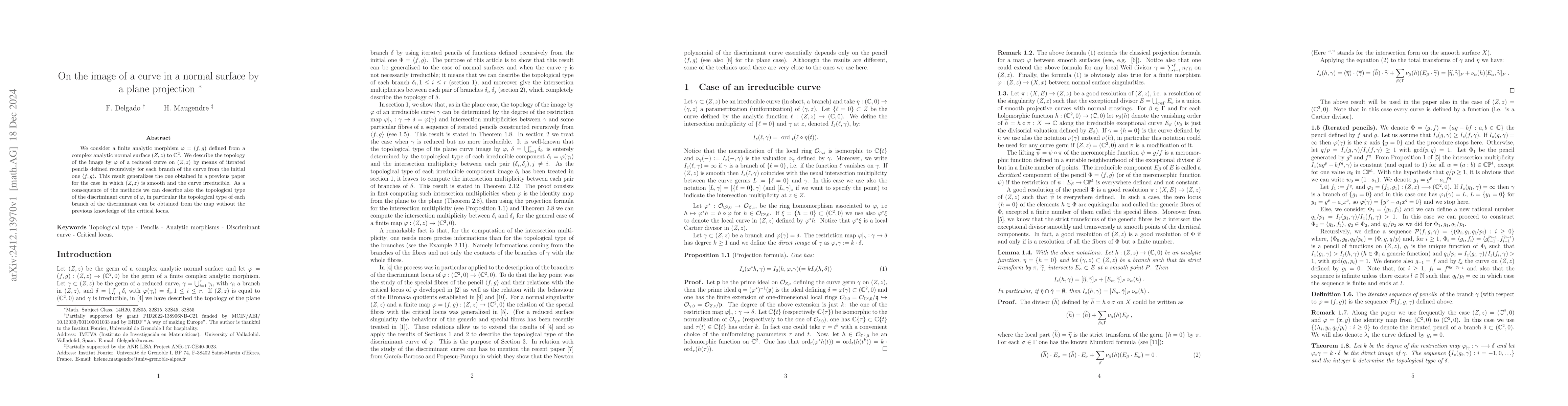 Thumbnail for On the image of a curve in a normal surface by a plane projection