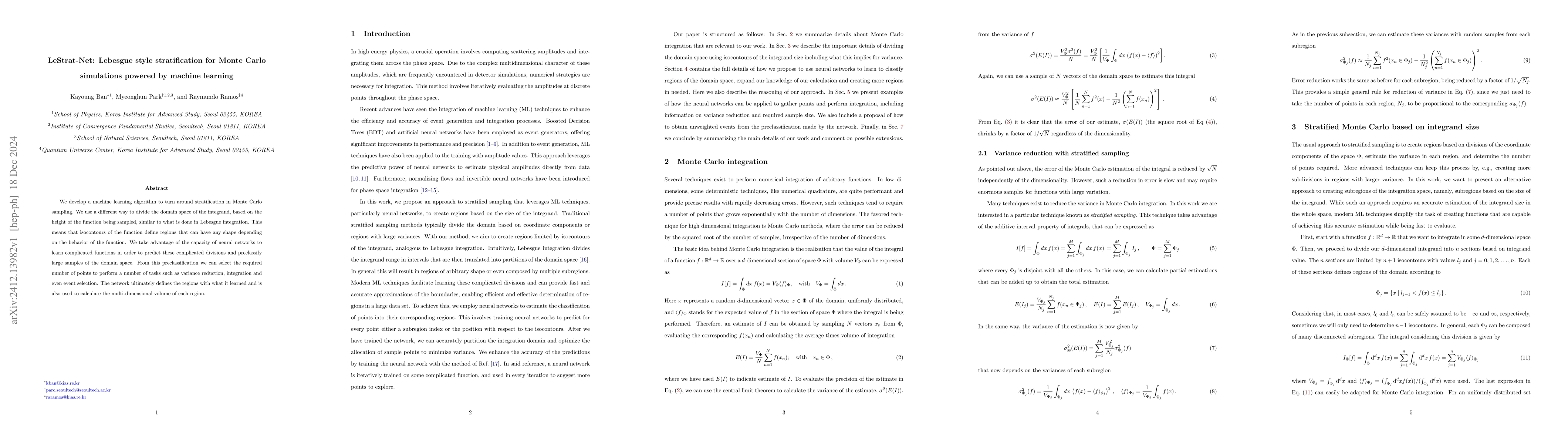 Thumbnail for LeStrat-Net: Lebesgue style stratification for Monte Carlo simulations
  powered by machine learning