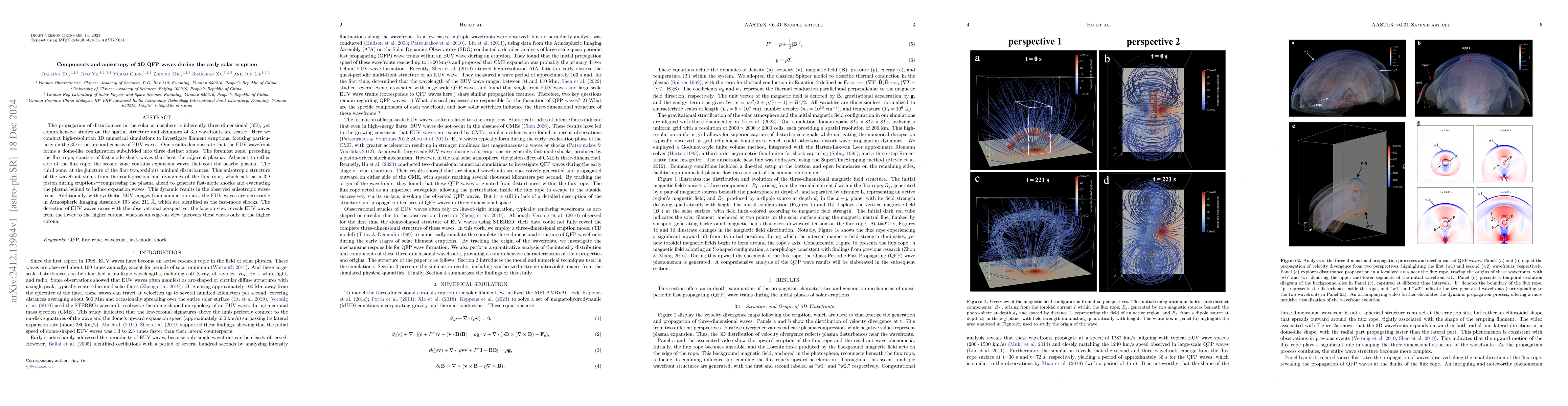 Thumbnail for Components and anisotropy of 3D QFP waves during the early solar
  eruption