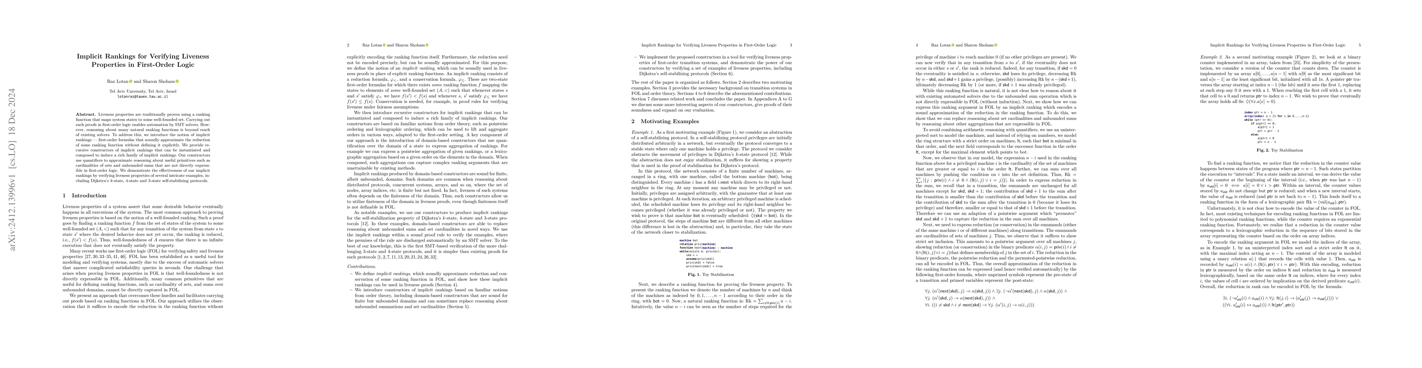Thumbnail for Implicit Rankings for Verifying Liveness Properties in First-Order Logic