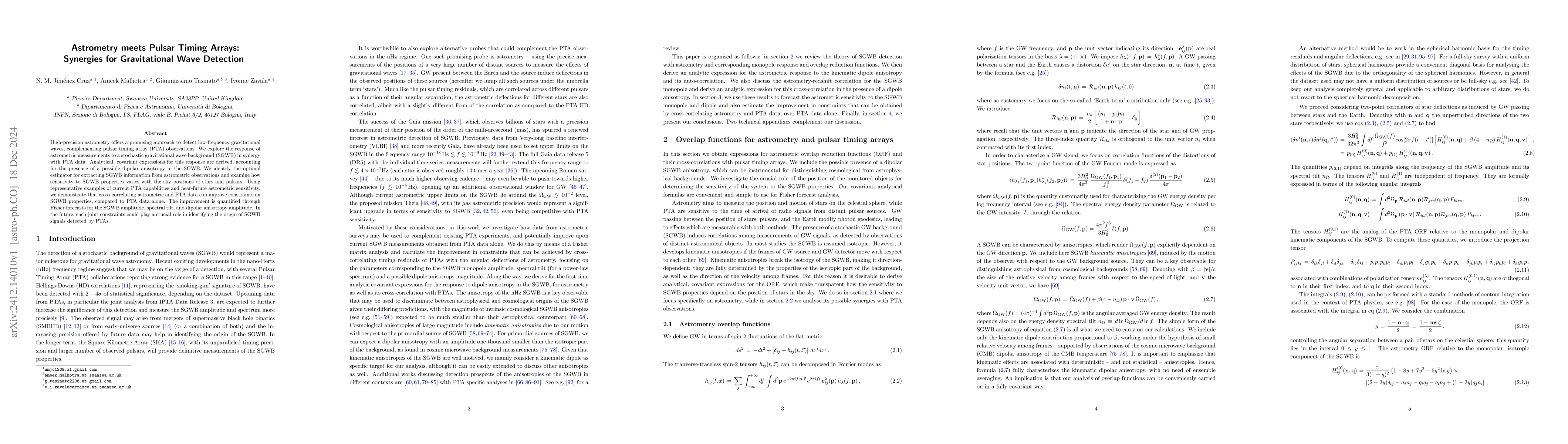 Thumbnail for Astrometry meets Pulsar Timing Arrays: Synergies for Gravitational Wave
  Detection