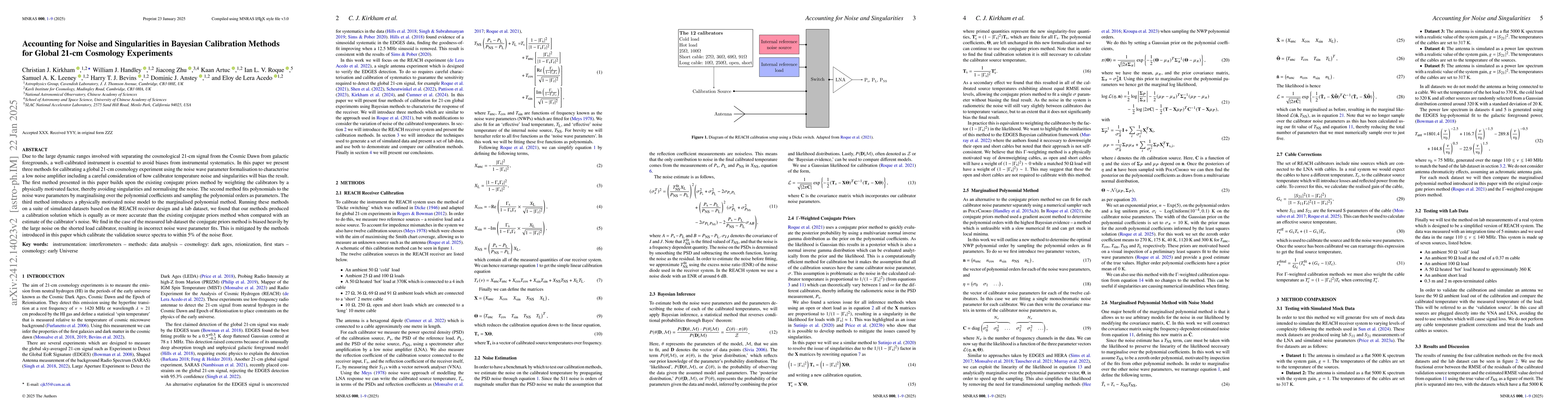 Thumbnail for Accounting for Noise and Singularities in Bayesian Calibration Methods
  for Global 21-cm Cosmology Experiments