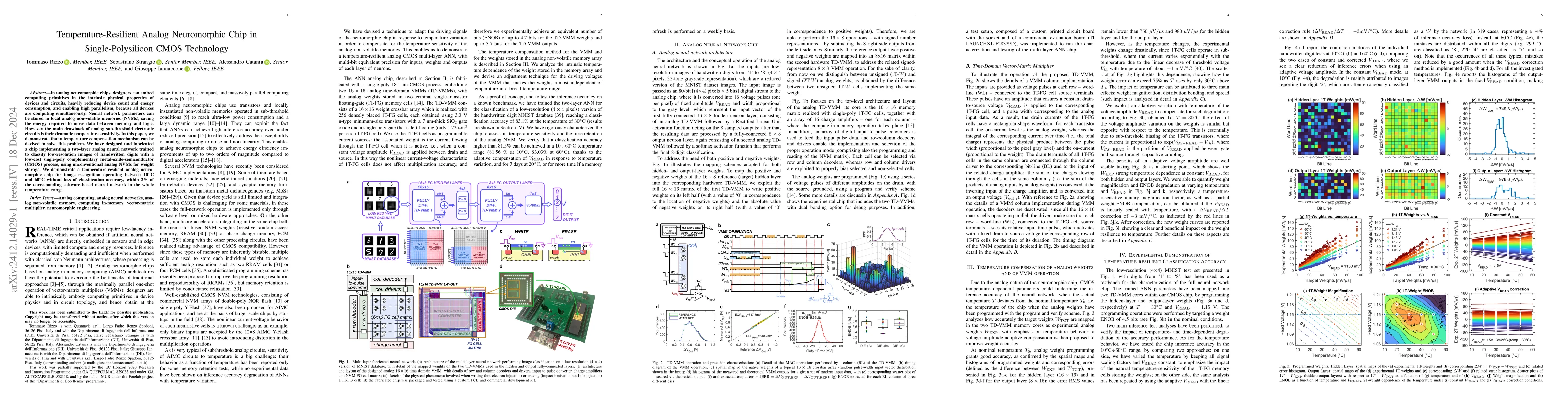 Thumbnail for Temperature-Resilient Analog Neuromorphic Chip in Single-Polysilicon
  CMOS Technology