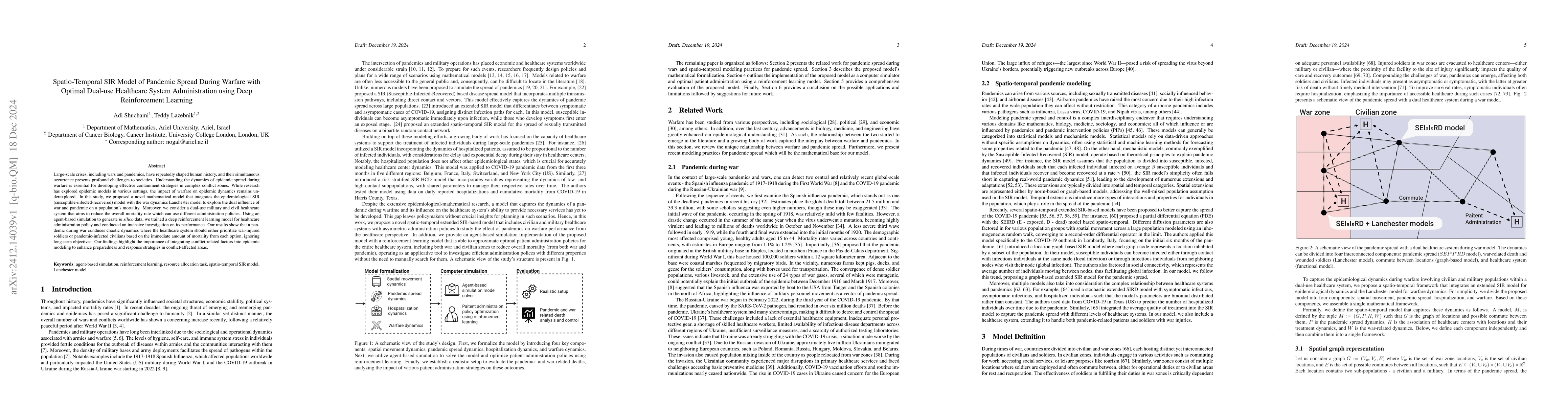 Thumbnail for Spatio-Temporal SIR Model of Pandemic Spread During Warfare with Optimal
  Dual-use Healthcare System Administration using Deep Reinforcement Learning