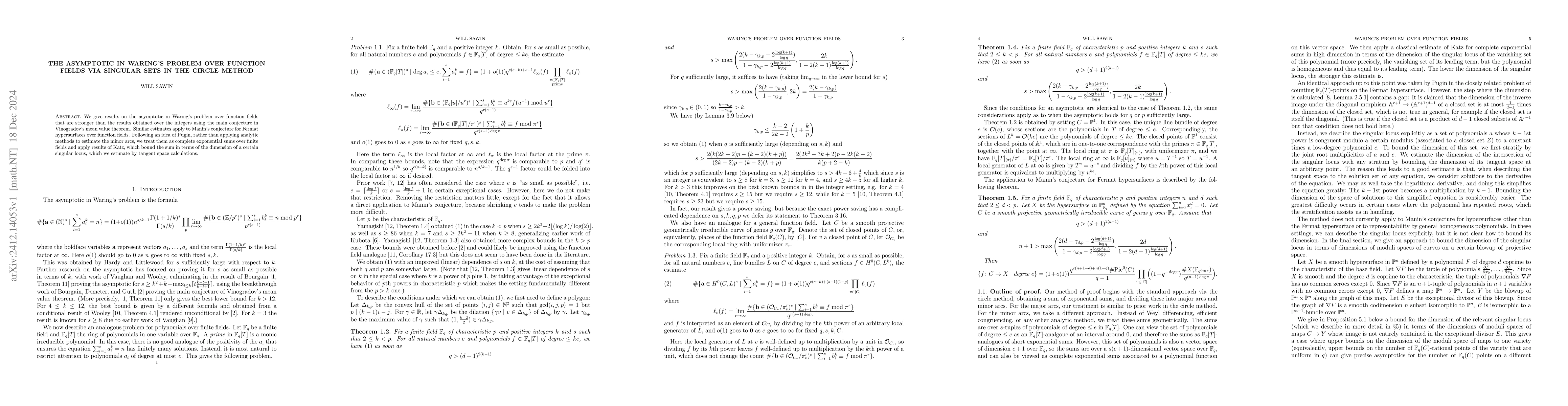 Thumbnail for The asymptotic in Waring's problem over function fields via singular
  sets in the circle method