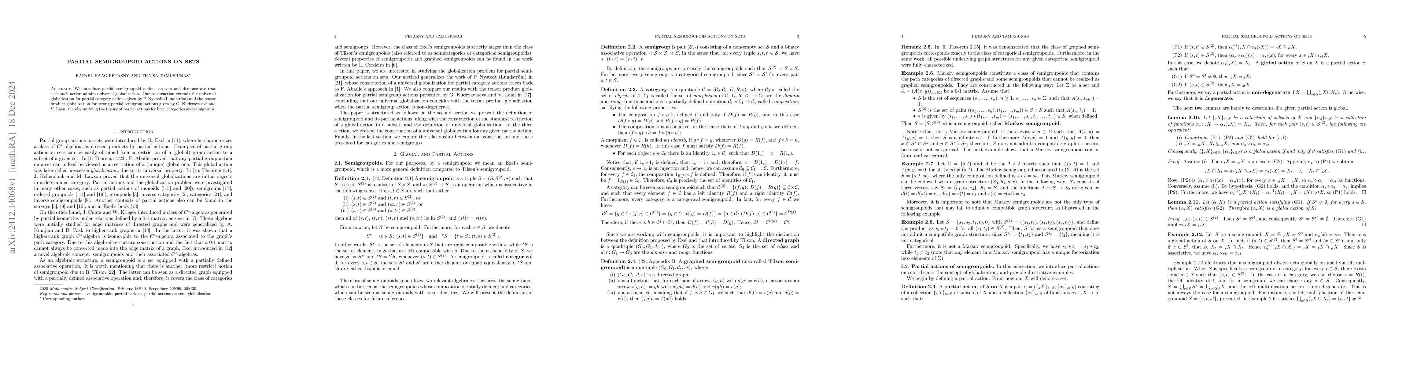 Thumbnail for Partial Semigroupoid Actions on Sets