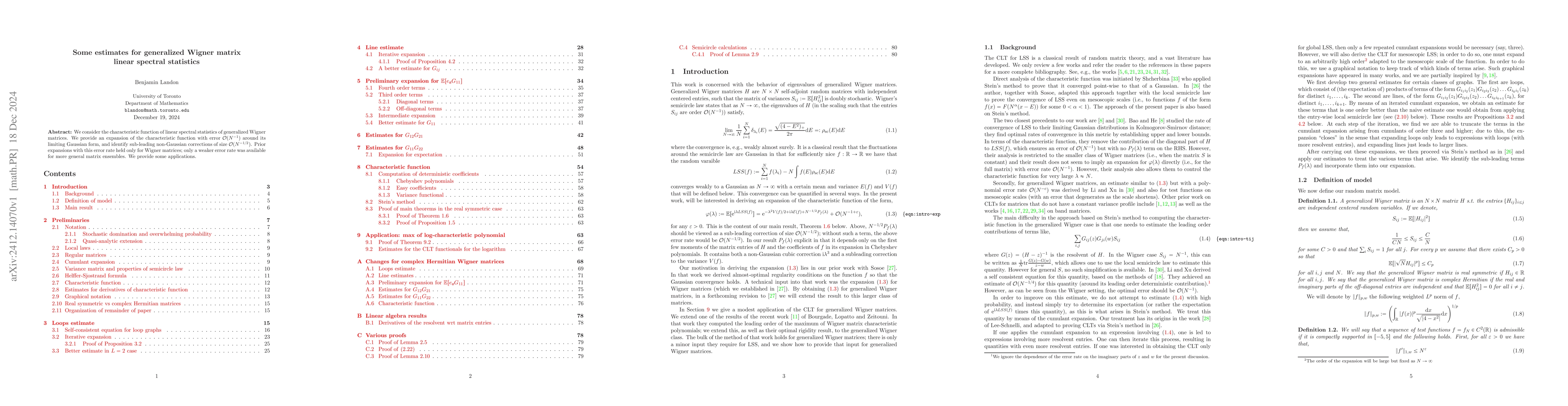 Thumbnail for Some estimates for generalized Wigner matrix linear spectral statistics