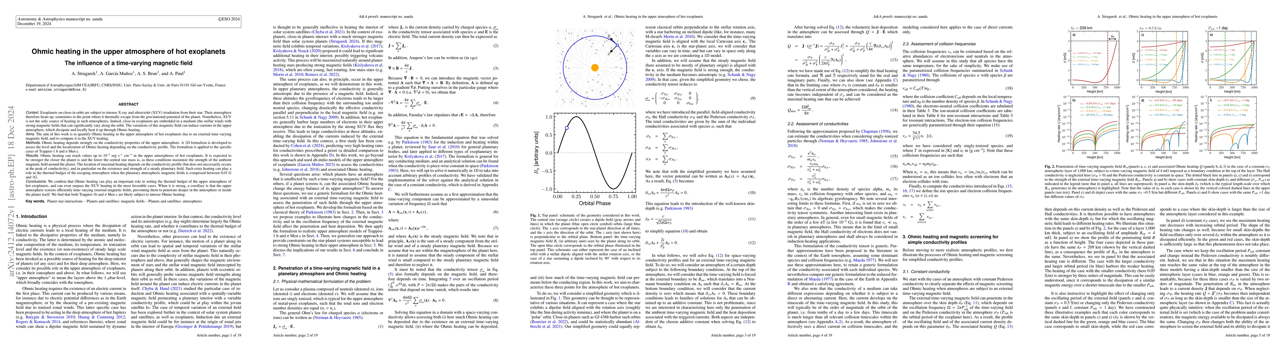 Thumbnail for Ohmic heating in the upper atmosphere of hot exoplanets The influence of
  a time-varying magnetic field