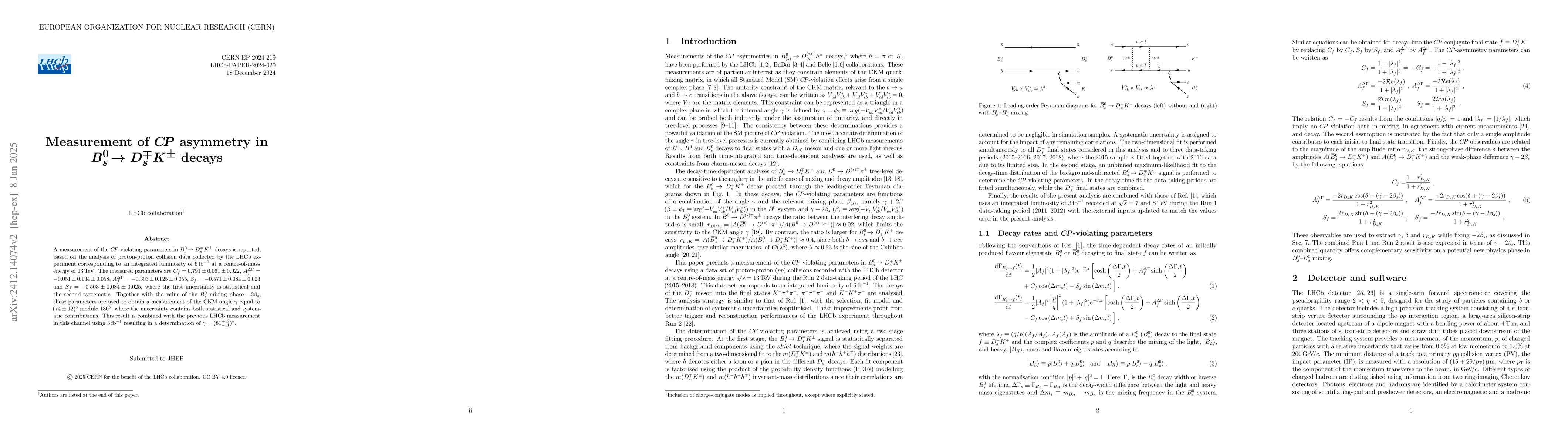 Thumbnail for Measurement of CP asymmetry in BsDsK decays
