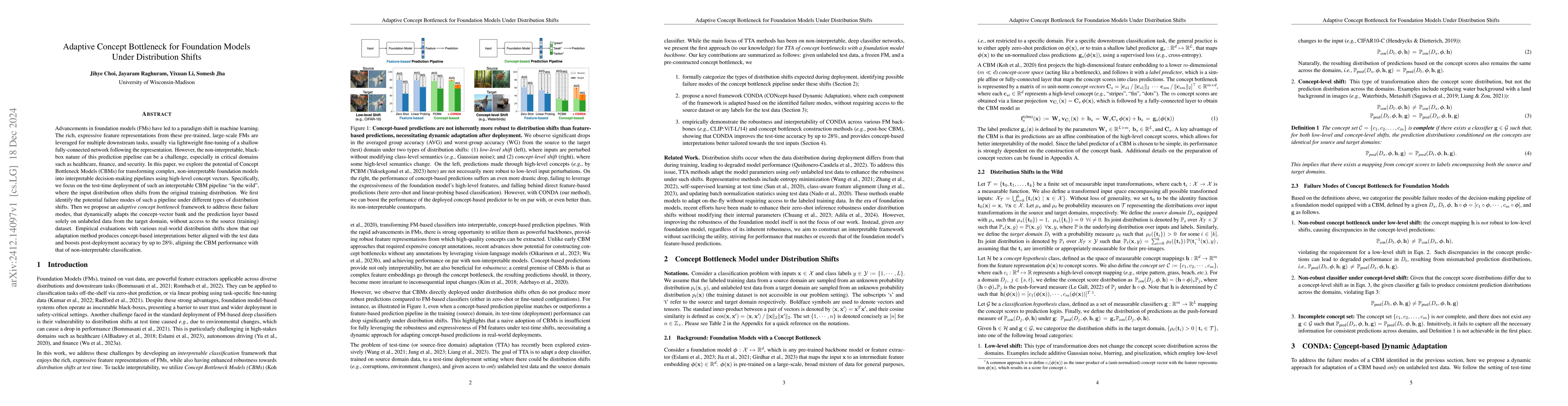 Thumbnail for Adaptive Concept Bottleneck for Foundation Models Under Distribution
  Shifts