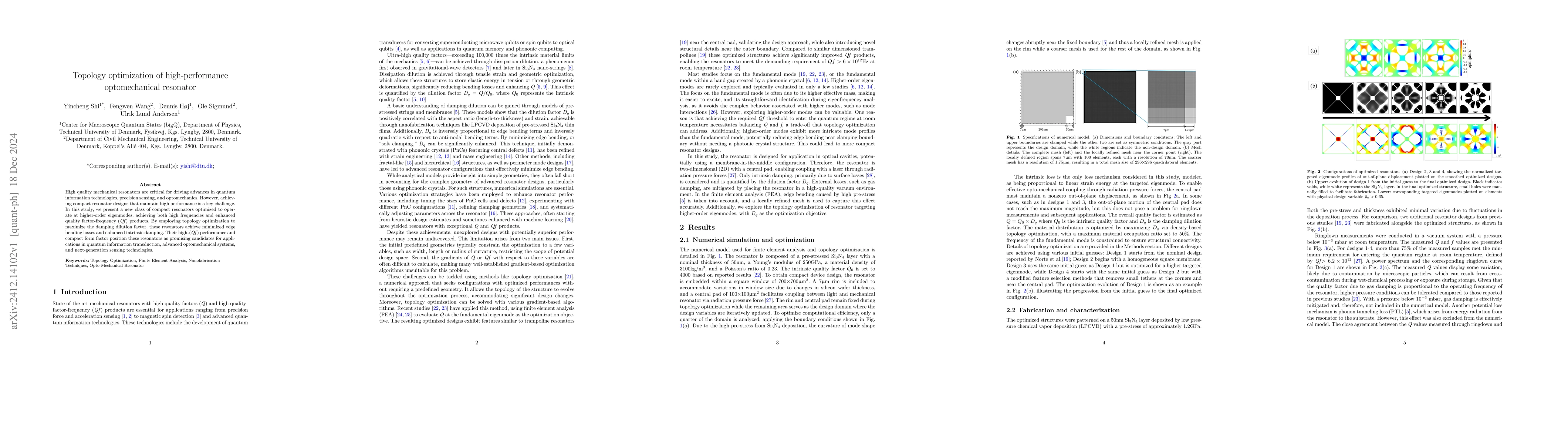 Thumbnail for Topology optimization of high-performance optomechanical resonator