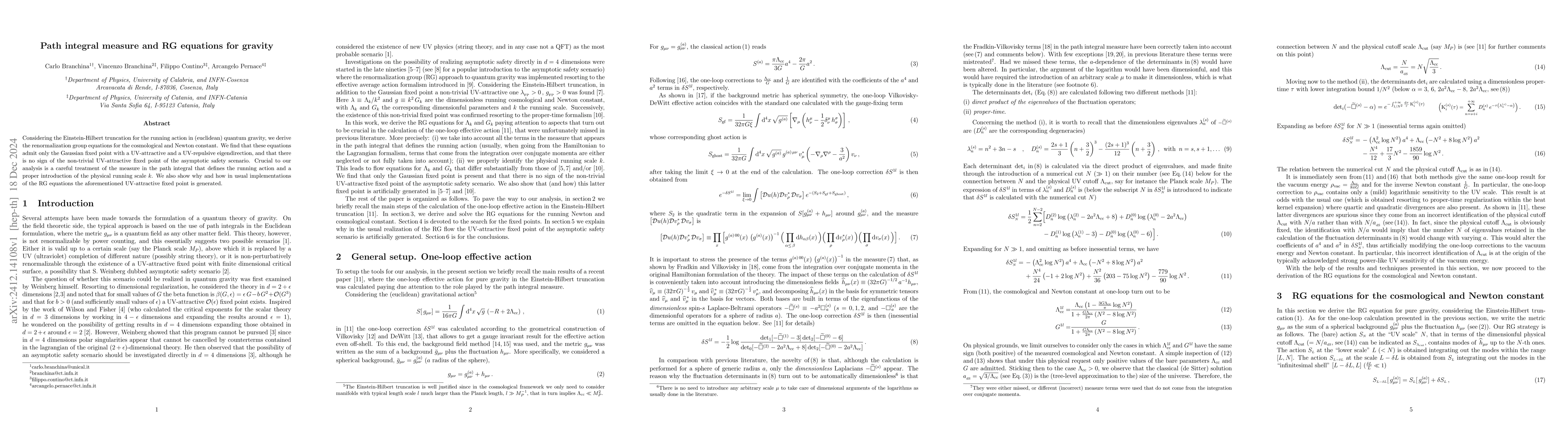 Thumbnail for Path integral measure and RG equations for gravity