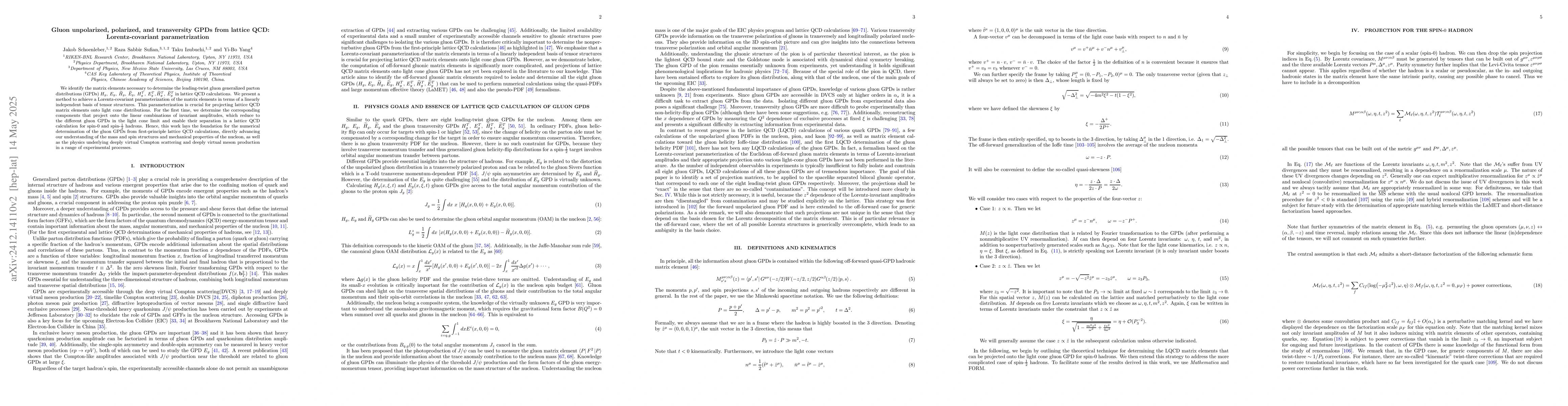 Thumbnail for Gluon Unpolarized, Polarized, and Transversity GPDs from Lattice QCD:
  Lorentz-Covariant Parametrization (Part I)