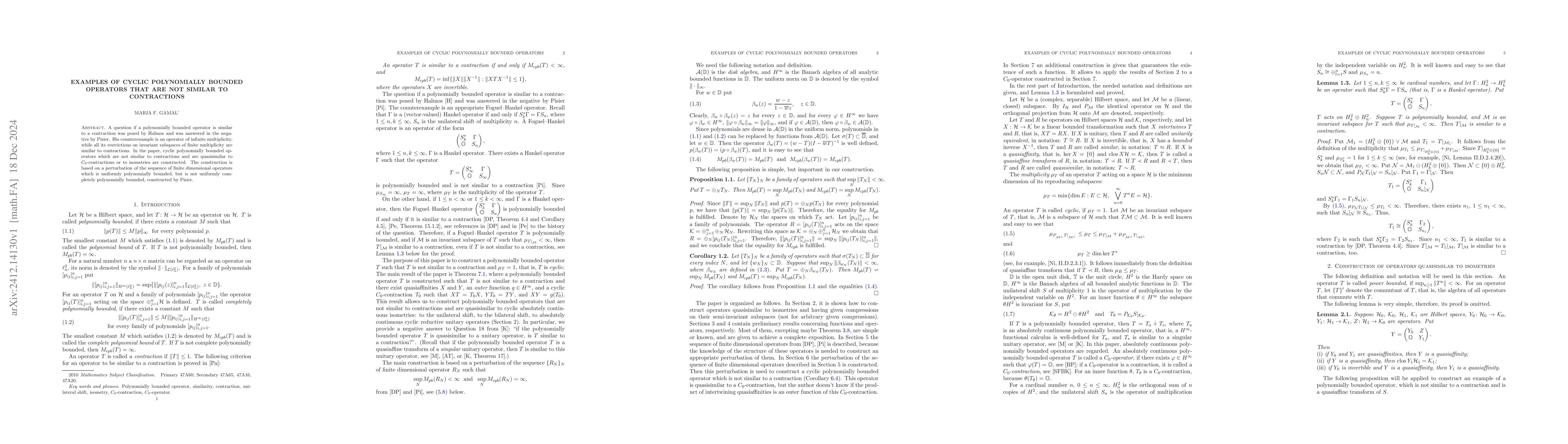 Thumbnail for Examples of cyclic polynomially bounded operators that are not similar
  to contractions