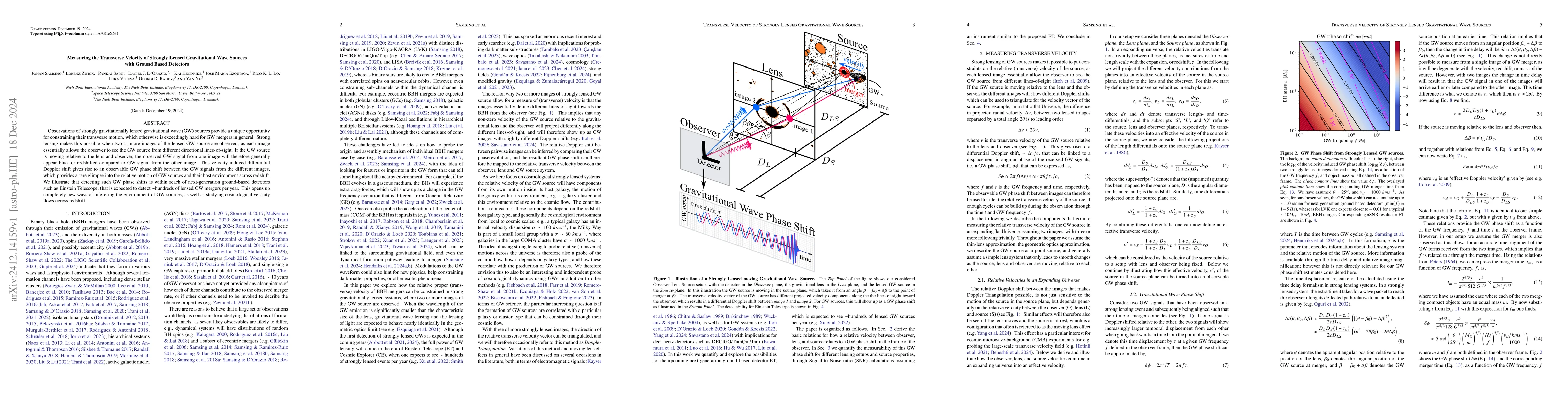 Thumbnail for Measuring the Transverse Velocity of Strongly Lensed Gravitational Wave
  Sources with Ground Based Detectors
