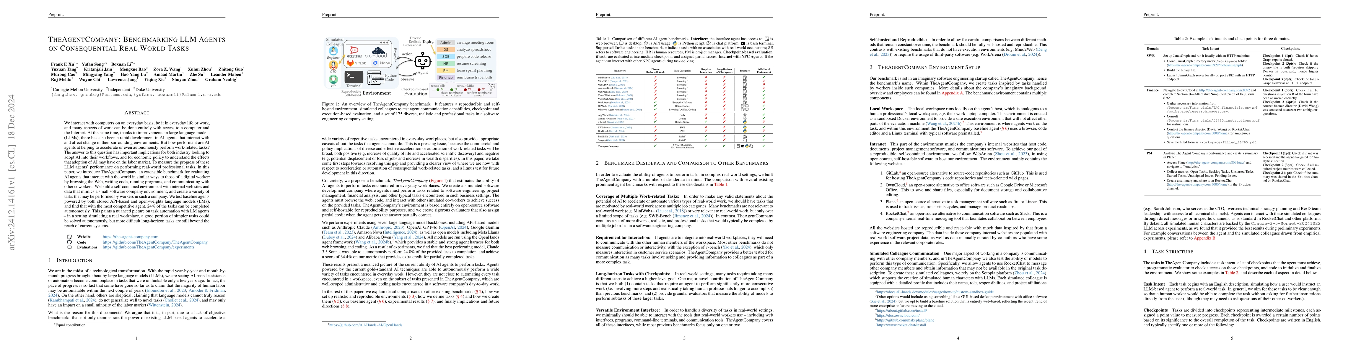 Thumbnail for TheAgentCompany: Benchmarking LLM Agents on Consequential Real World
  Tasks