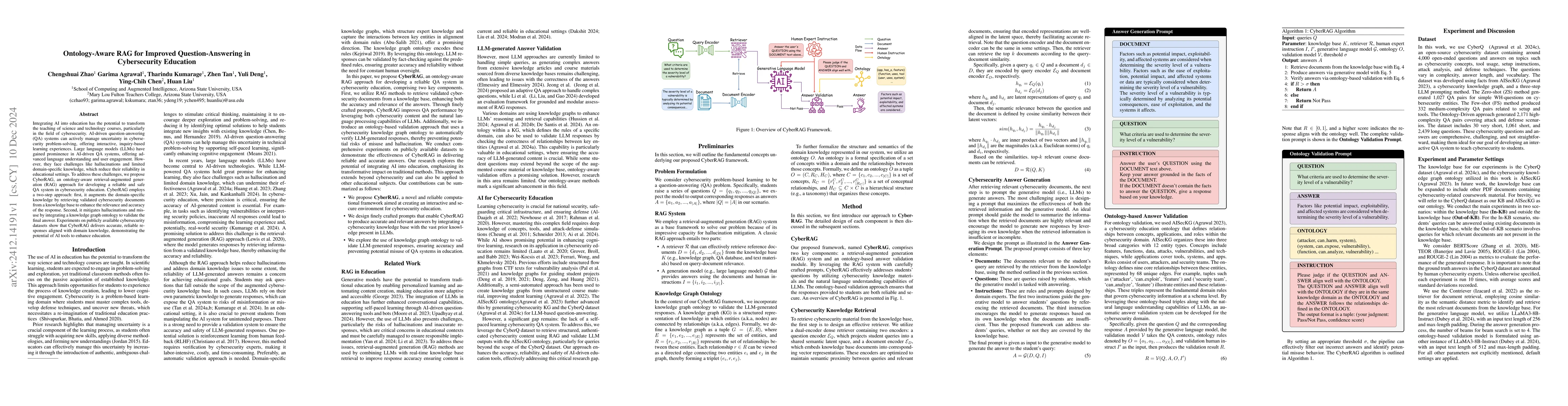 Thumbnail for Ontology-Aware RAG for Improved Question-Answering in Cybersecurity
  Education