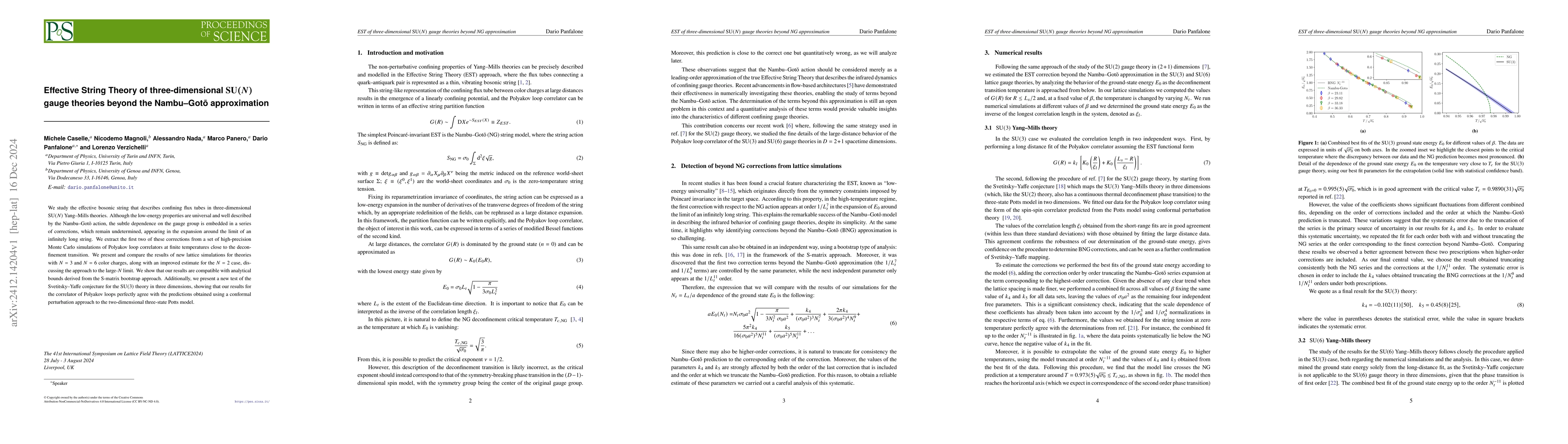 Thumbnail for Effective String Theory of three-dimensional SU(N) gauge theories beyond
  the Nambu--Gotō approximation