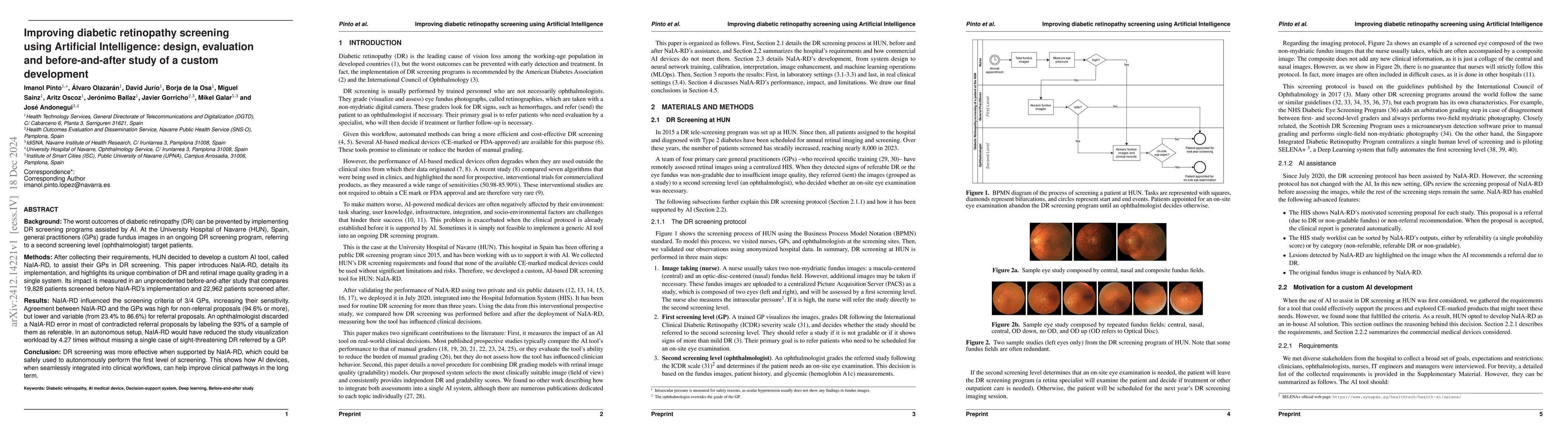 Thumbnail for Improving diabetic retinopathy screening using Artificial Intelligence:
  design, evaluation and before-and-after study of a custom development