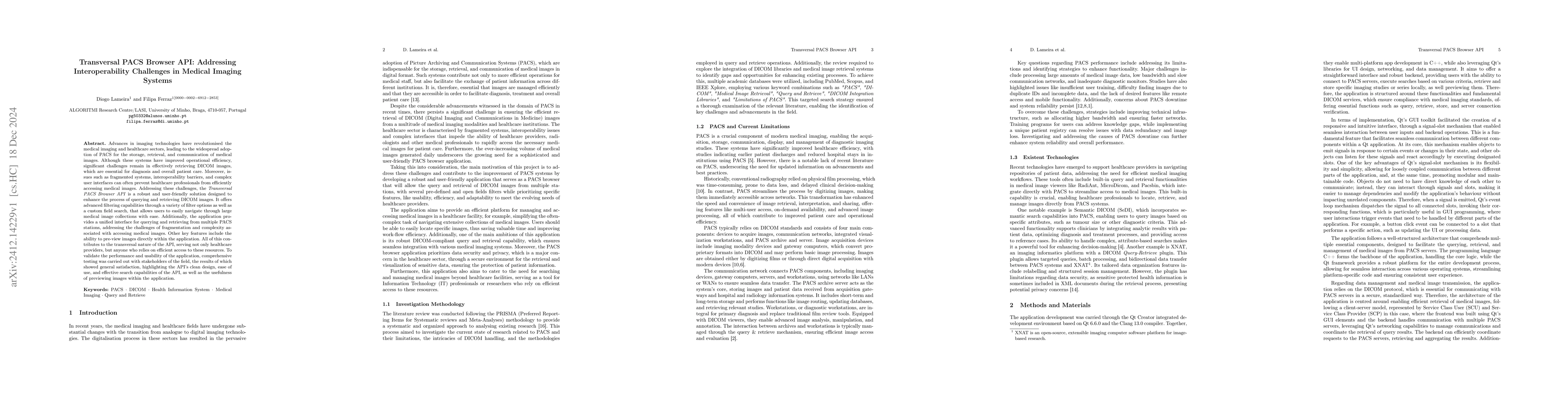 Thumbnail for Transversal PACS Browser API: Addressing Interoperability Challenges in
  Medical Imaging Systems