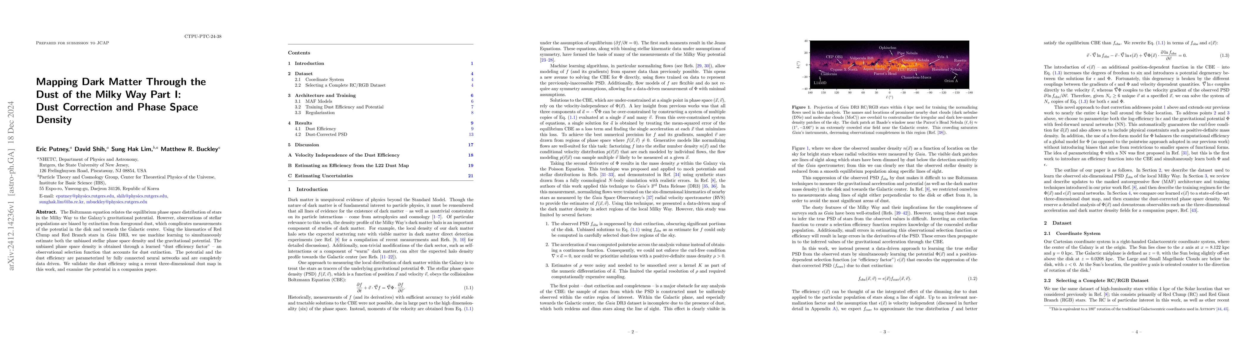 Thumbnail for Mapping Dark Matter Through the Dust of the Milky Way Part I: Dust
  Correction and Phase Space Density