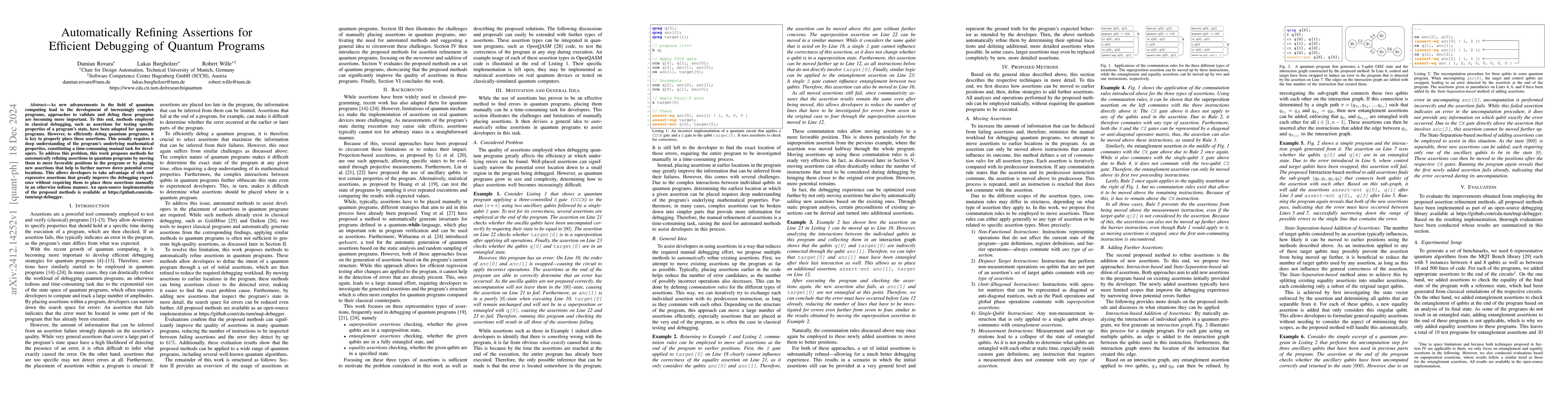 Thumbnail for Automatically Refining Assertions for Efficient Debugging of Quantum
  Programs