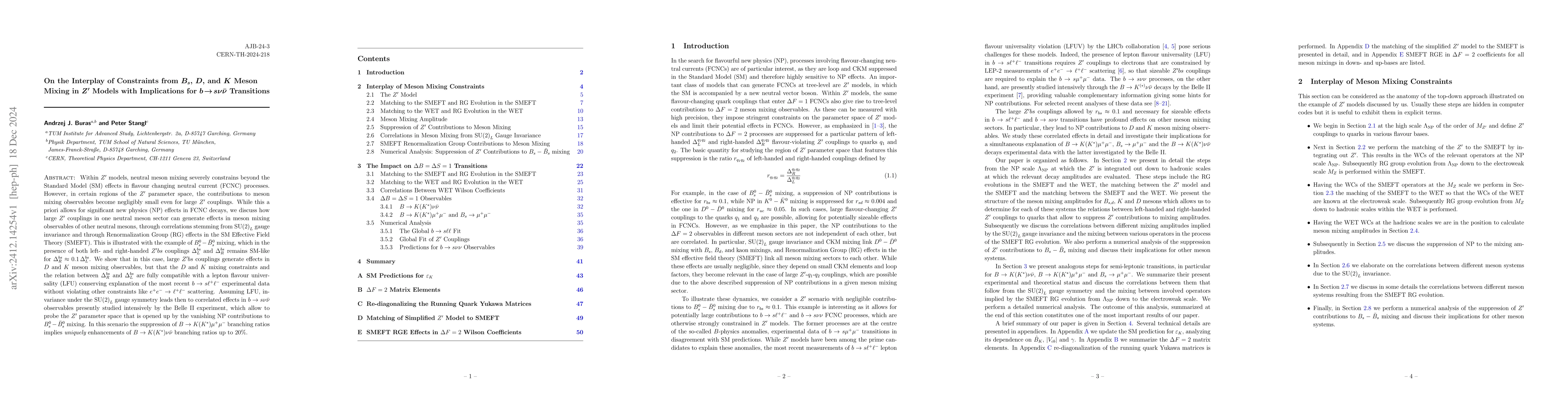 Thumbnail for On the Interplay of Constraints from $B_s$, $D$, and $K$ Meson Mixing in
  $Z^\prime$ Models with Implications for $b\to s ν\barν$ Transitions