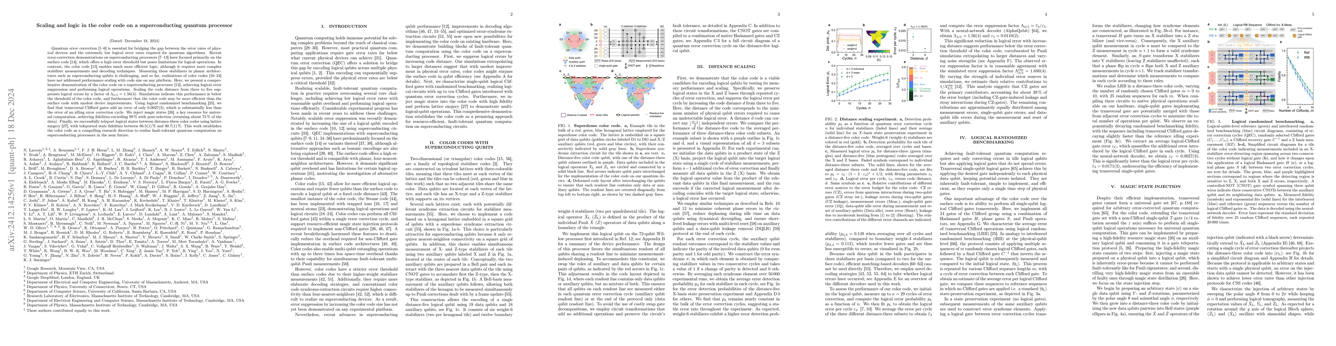 Thumbnail for Scaling and logic in the color code on a superconducting quantum
  processor