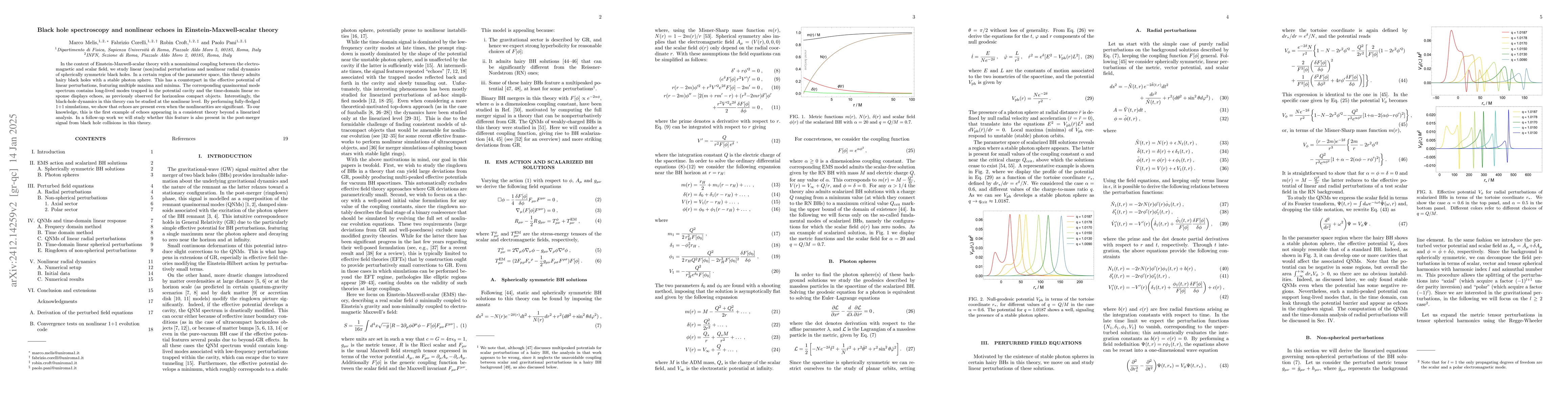 Thumbnail for Black hole spectroscopy and nonlinear echoes in Einstein-Maxwell-scalar
  theory