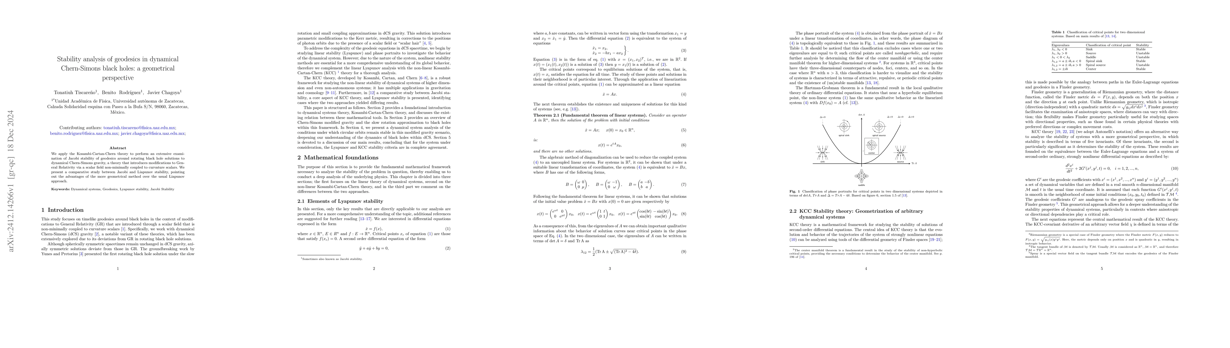 Thumbnail for Stability analysis of geodesics in dynamical Chern-Simons black holes: a
  geometrical perspective