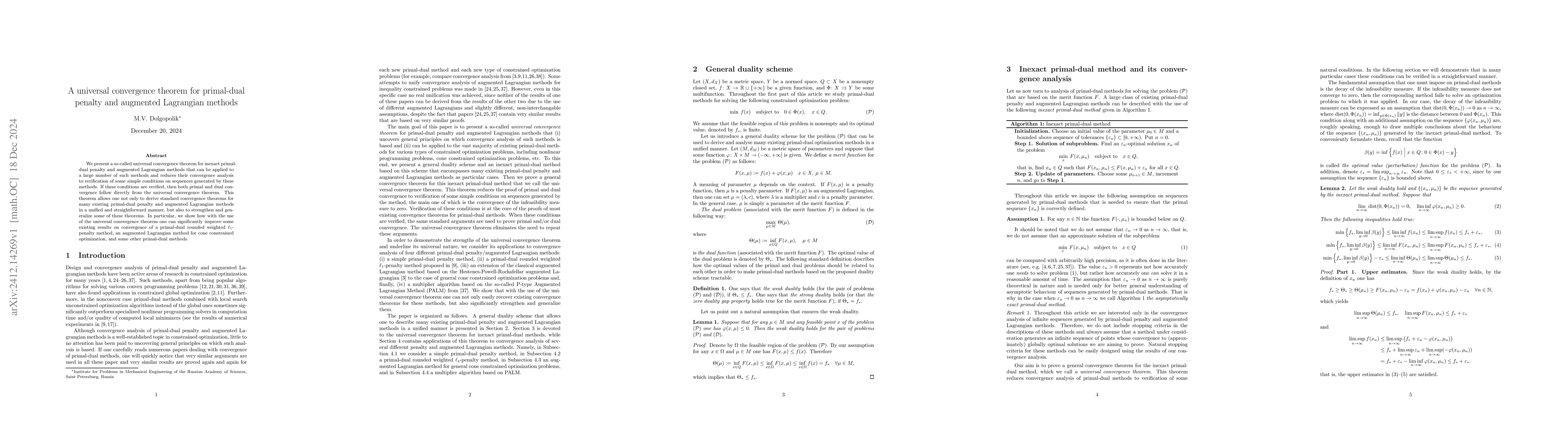 Thumbnail for A universal convergence theorem for primal-dual penalty and augmented
  Lagrangian methods