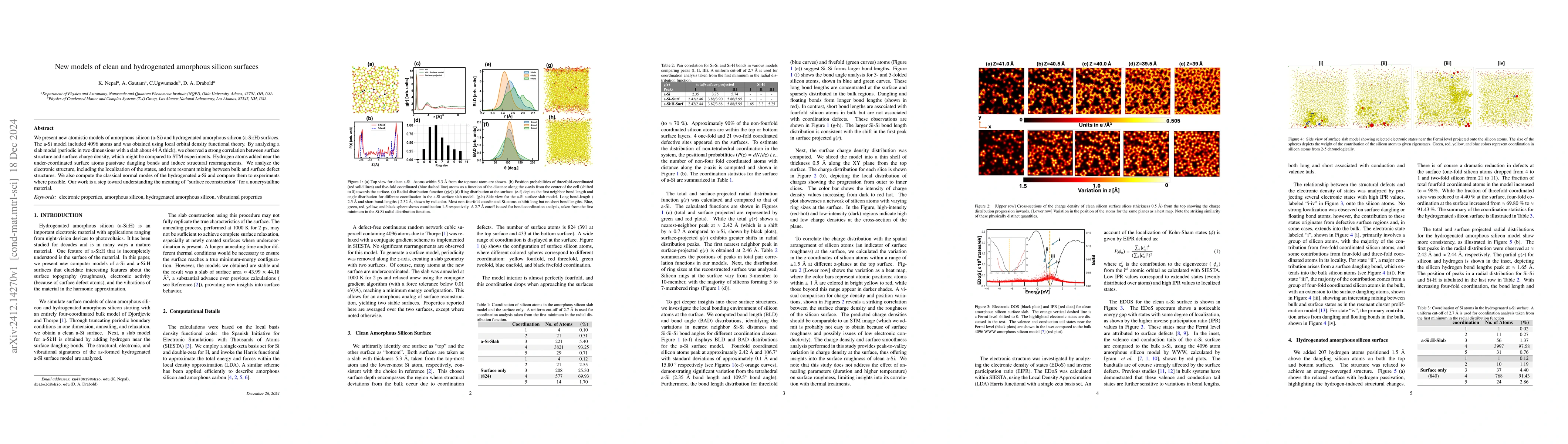 Thumbnail for New models of clean and hydrogenated amorphous silicon surfaces