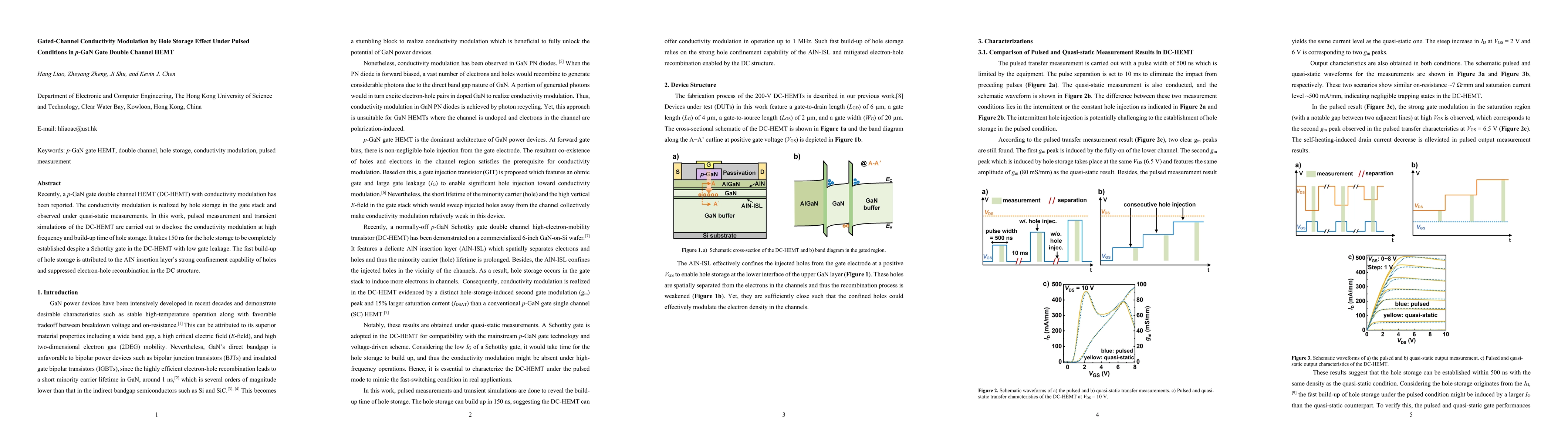 Thumbnail for Gated-Channel Conductivity Modulation by Hole Storage Effect Under
  Pulsed Conditions in p-GaN Gate Double Channel HEMT
