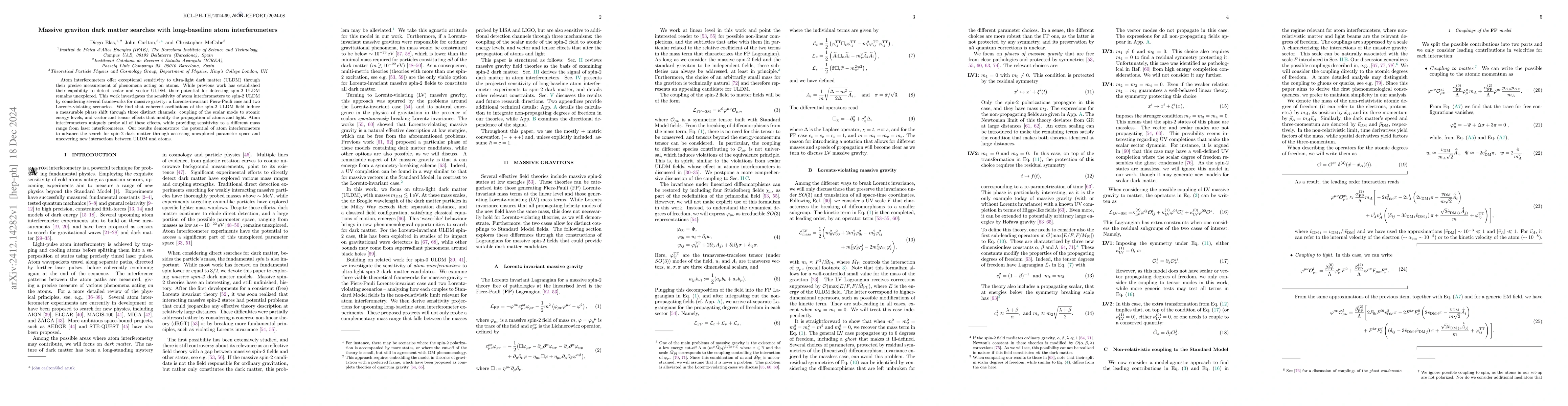 Thumbnail for Massive graviton dark matter searches with long-baseline atom
  interferometers