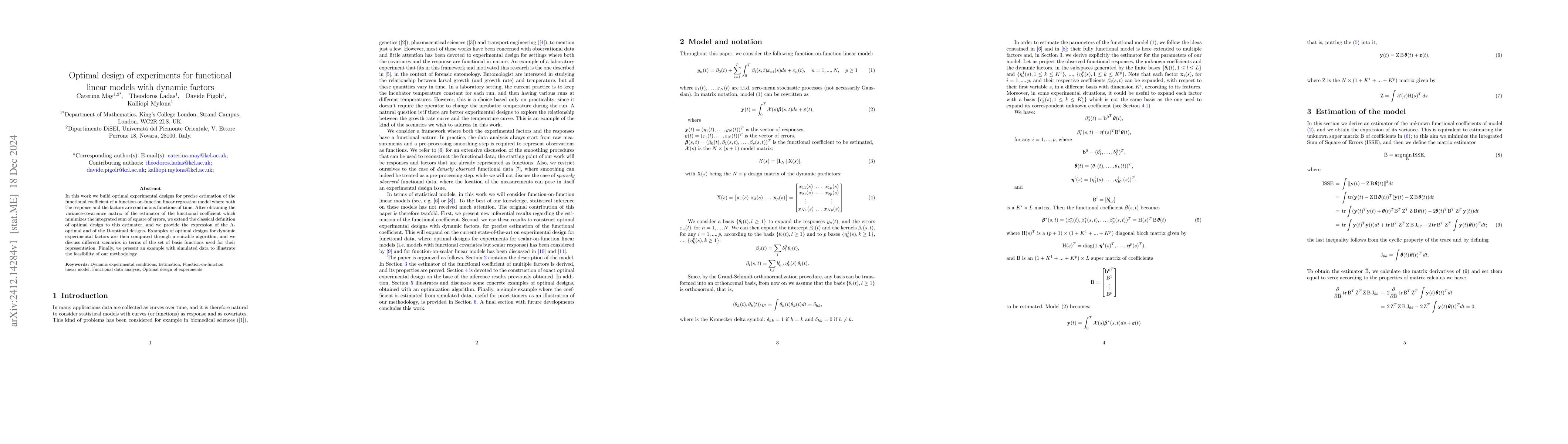 Thumbnail for Optimal design of experiments for functional linear models with dynamic
  factors