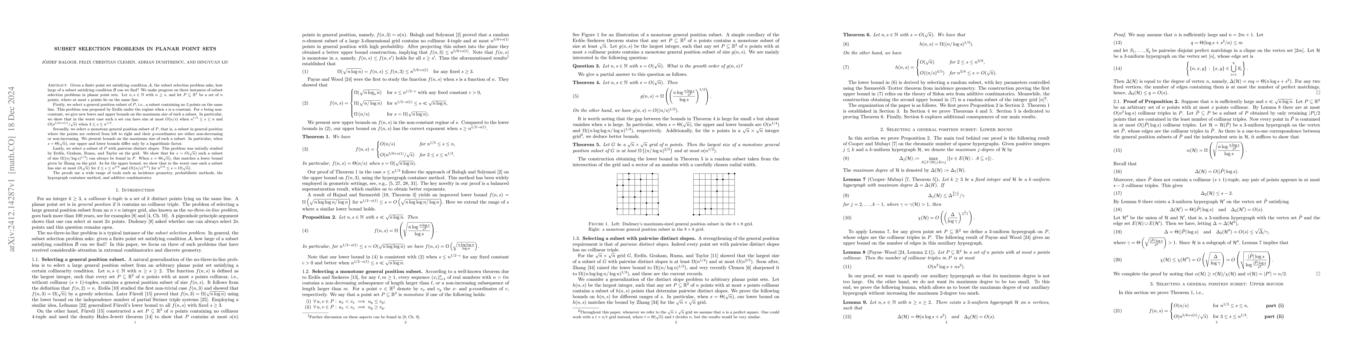Thumbnail for Subset Selection Problems in Planar Point Sets