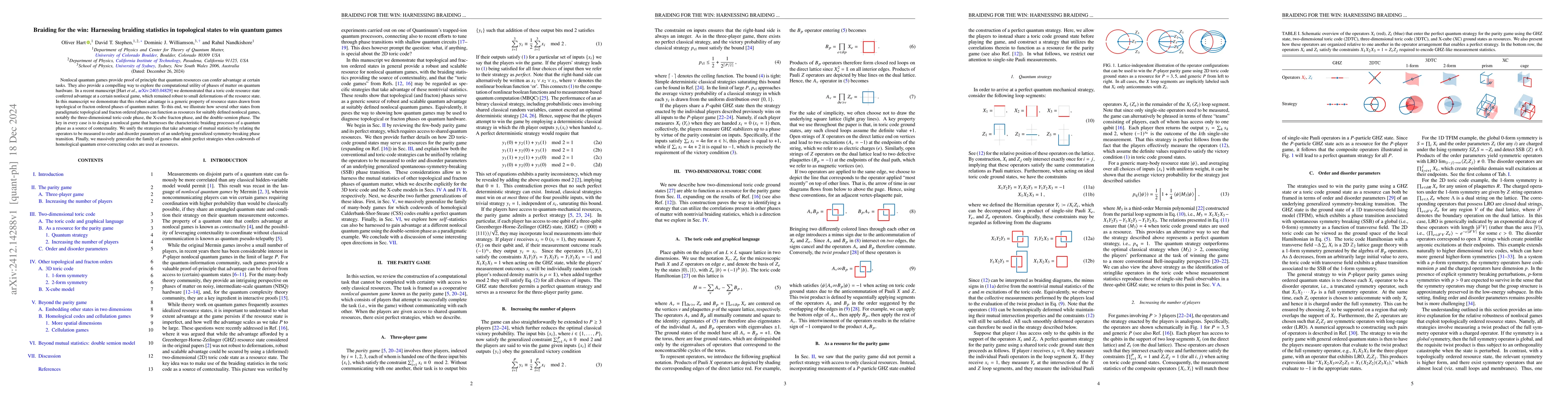 Thumbnail for Braiding for the win: Harnessing braiding statistics in topological
  states to win quantum games