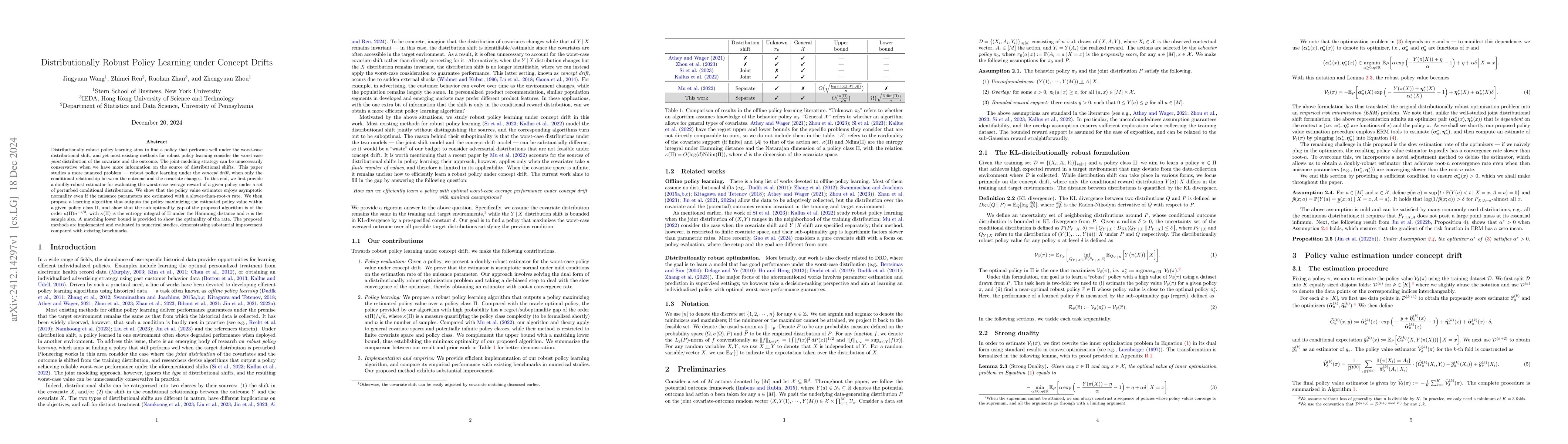 Thumbnail for Distributionally Robust Policy Learning under Concept Drifts