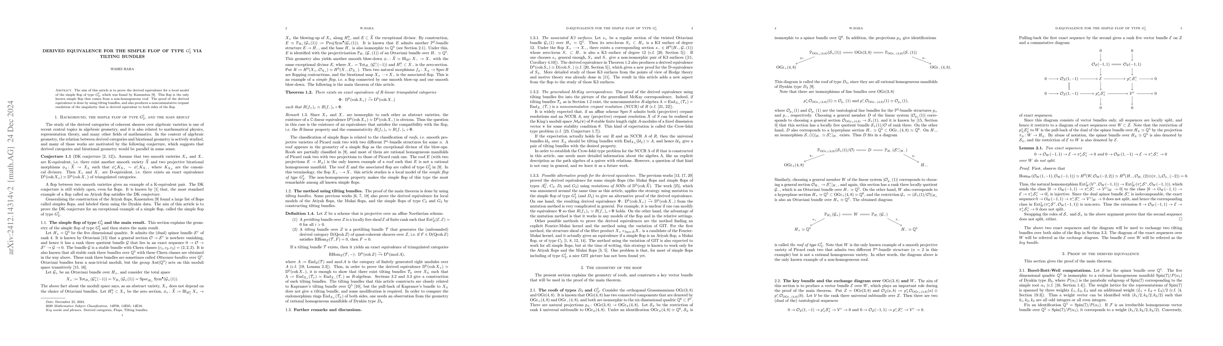 Thumbnail for Derived equivalence for the simple flop of type $G_2^{\dagger}$ via
  tilting bundles