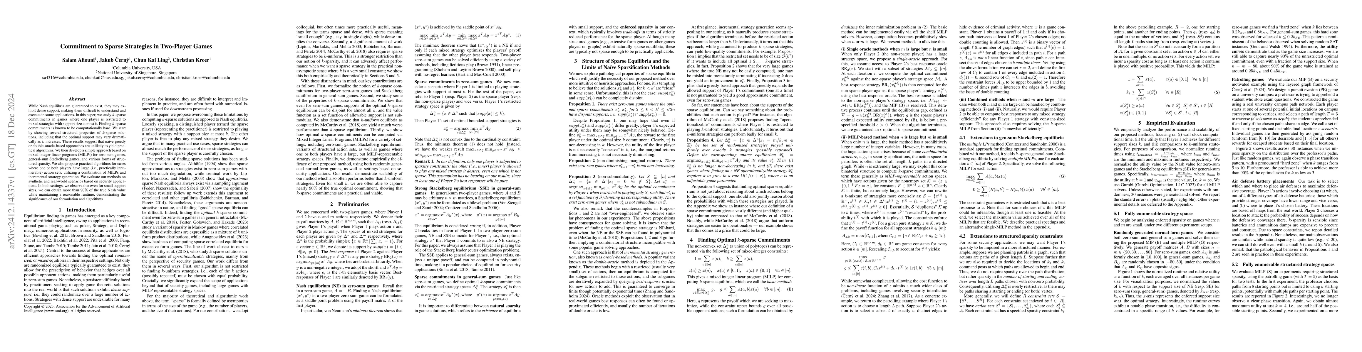 Thumbnail for Commitment to Sparse Strategies in Two-Player Games
