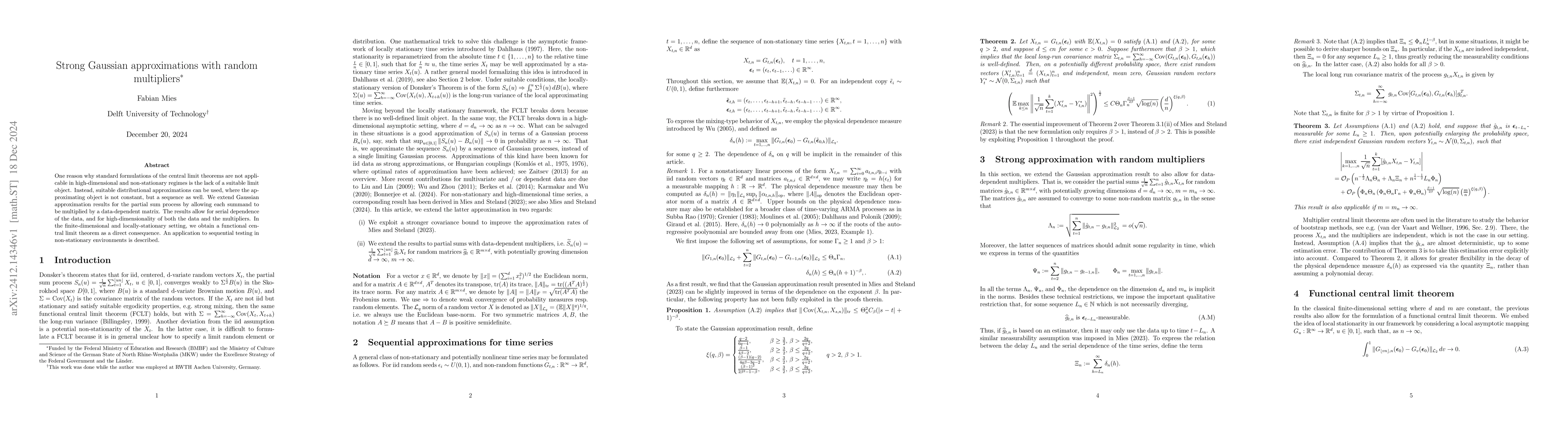 Thumbnail for Strong Gaussian approximations with random multipliers