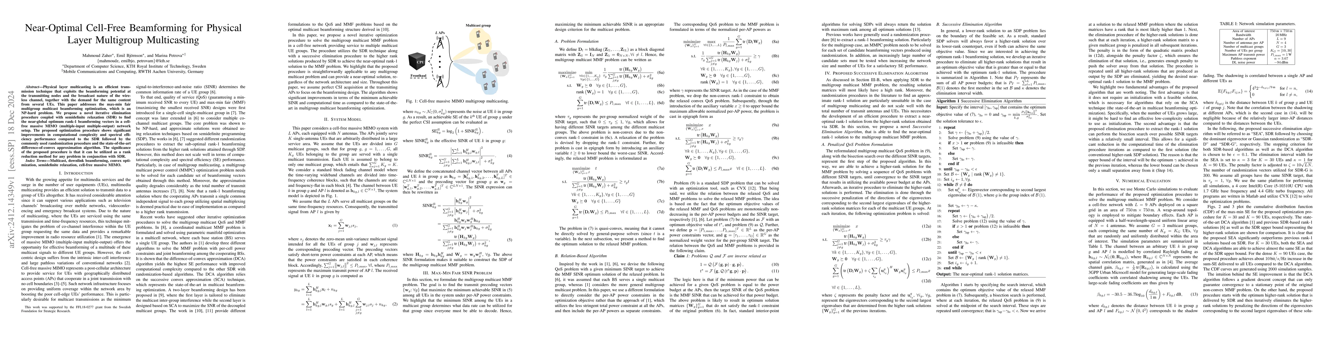 Thumbnail for Near-Optimal Cell-Free Beamforming for Physical Layer Multigroup
  Multicasting