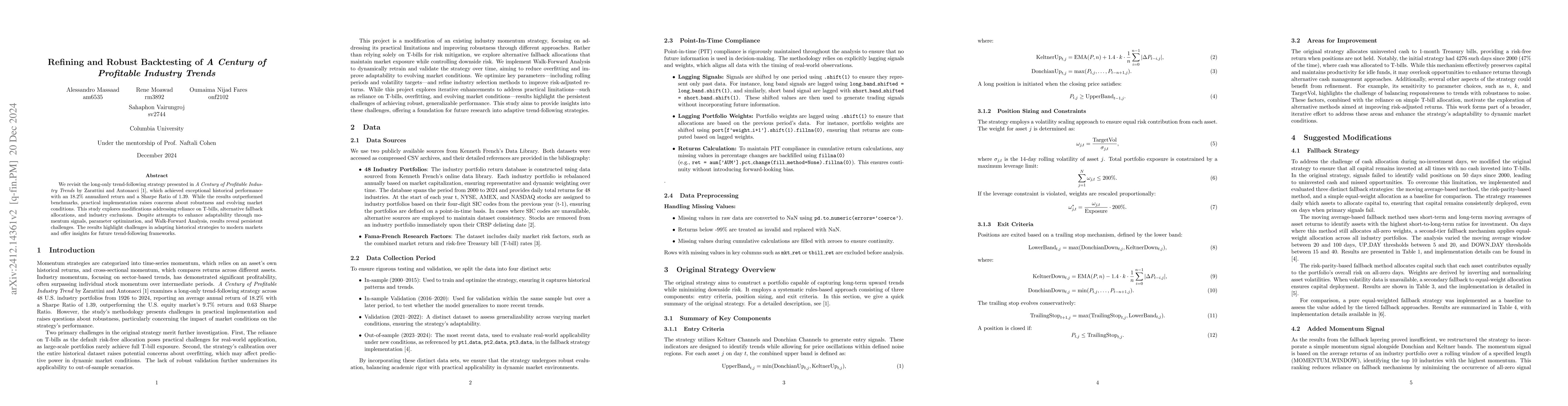 Thumbnail for Refining and Robust Backtesting of A Century of Profitable Industry
  Trends