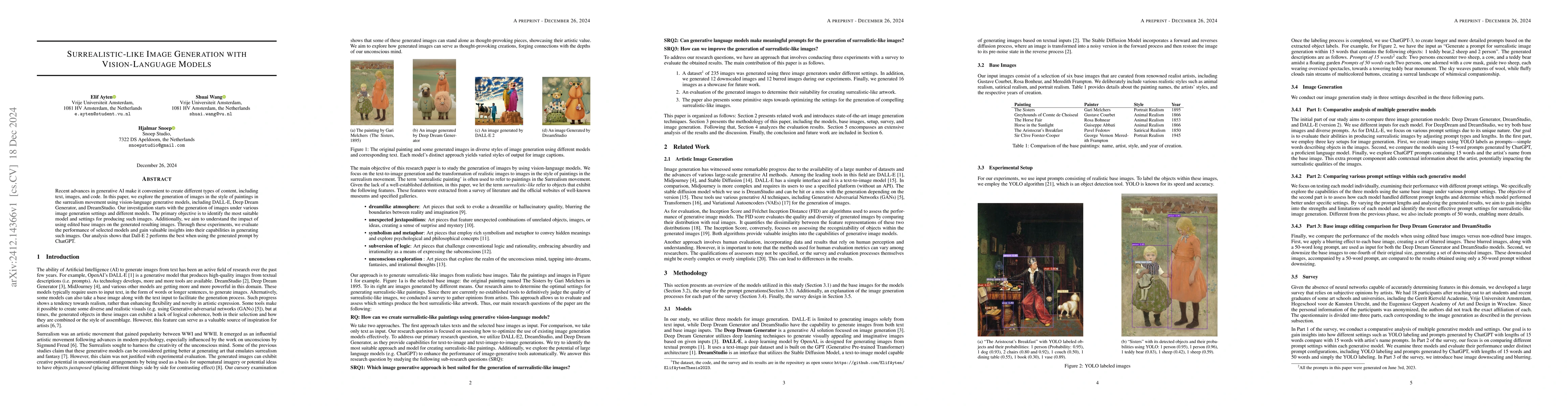 Thumbnail for Surrealistic-like Image Generation with Vision-Language Models