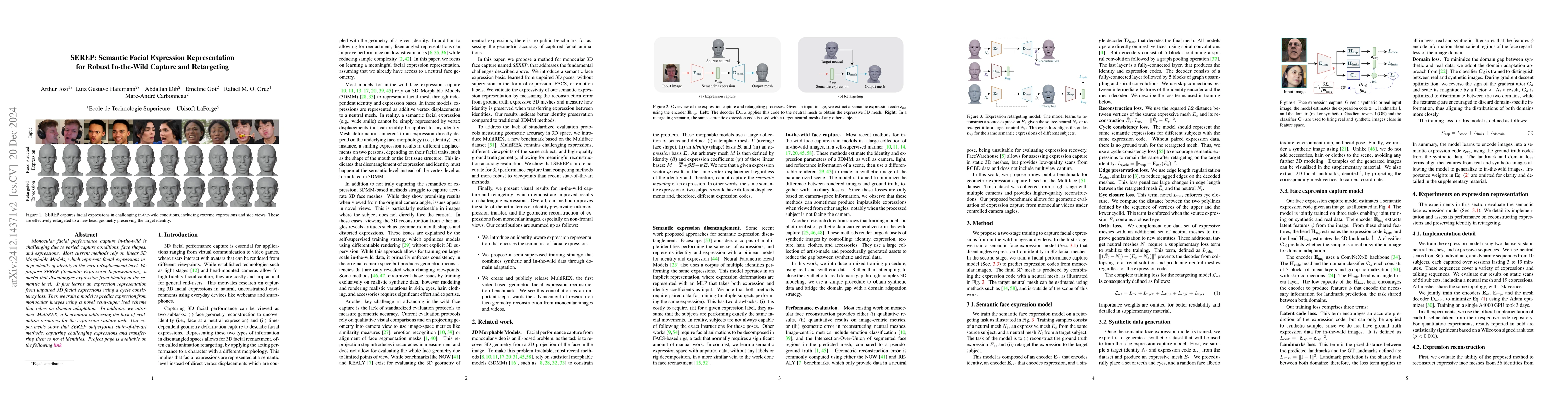 Thumbnail for SEREP: Semantic Facial Expression Representation for Robust In-the-Wild
  Capture and Retargeting